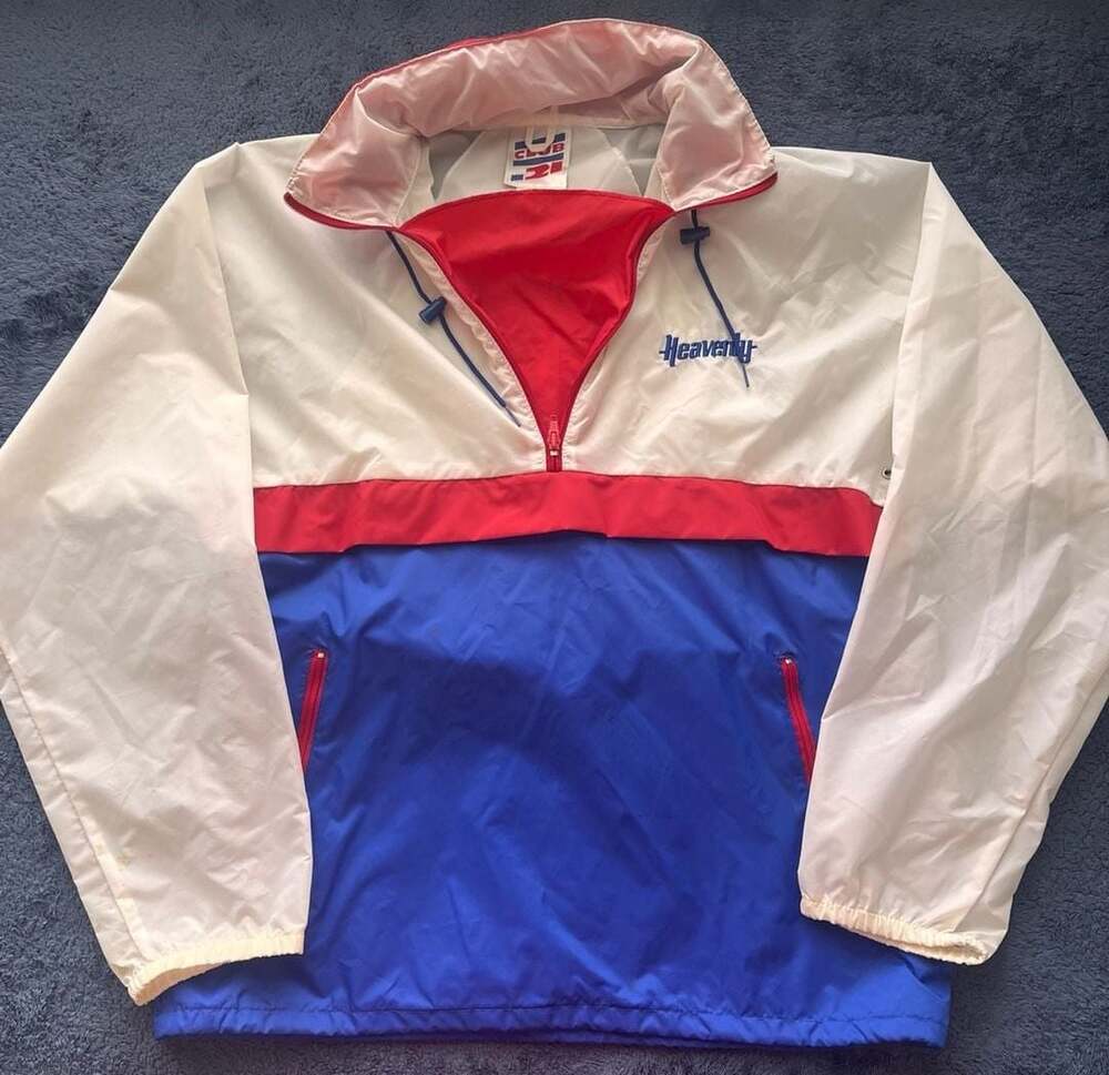 Vintage Club 21 Heavenly Medium Red White Blue Colorblock Windbreaker Jacket